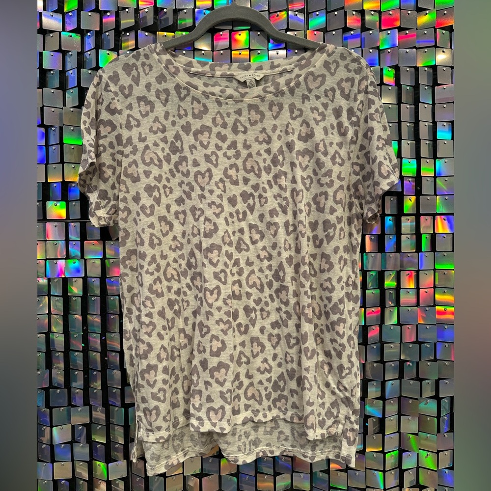 Lucky Brand Leopard Heart Print Tee - Size M